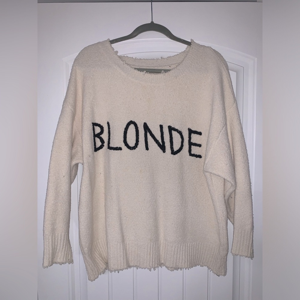 Zara oversized Blonde distressed sweater Rare!